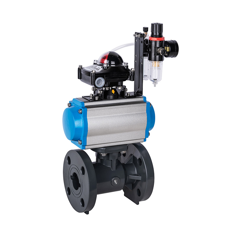 Válvula de esfera pneumática DN15-300 da flange de PVC-U Q641F-10U 1/2' - 12' padrão ANSI